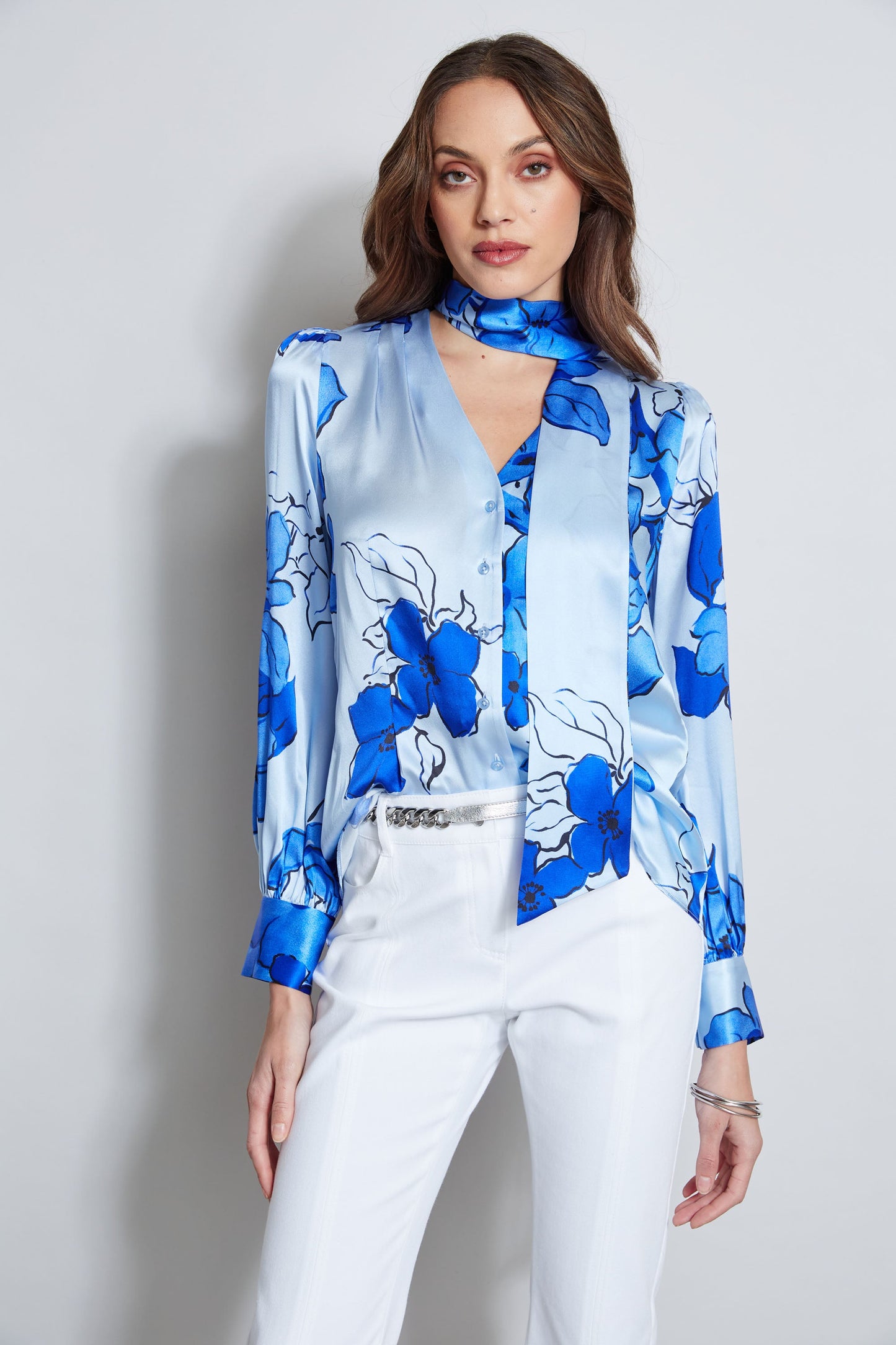 Chelsea Floral Tie Neck Shirt