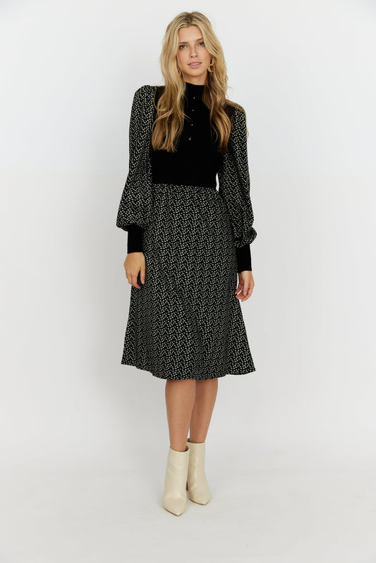 Rhea Printed Long Sleeve Midi Dress ES23