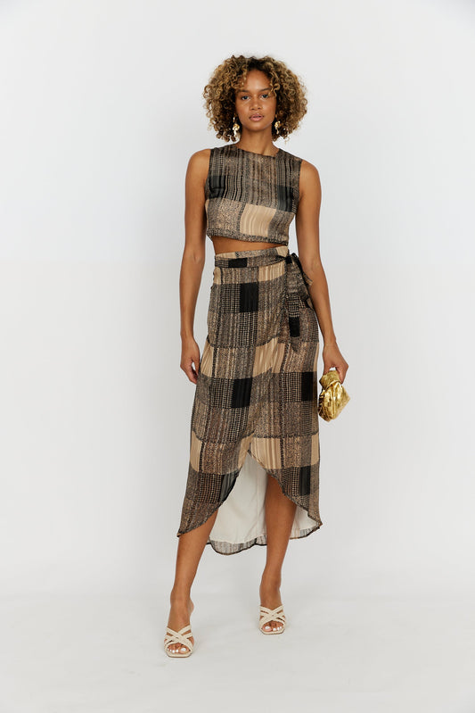 Portlyn Plaid Wrap Skirt ES41